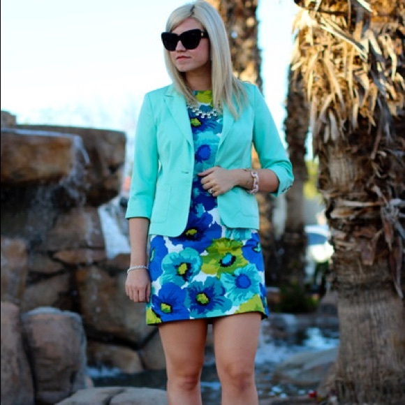 LOFT Blue Tone Floral Print Dress - Picture 2 of 4